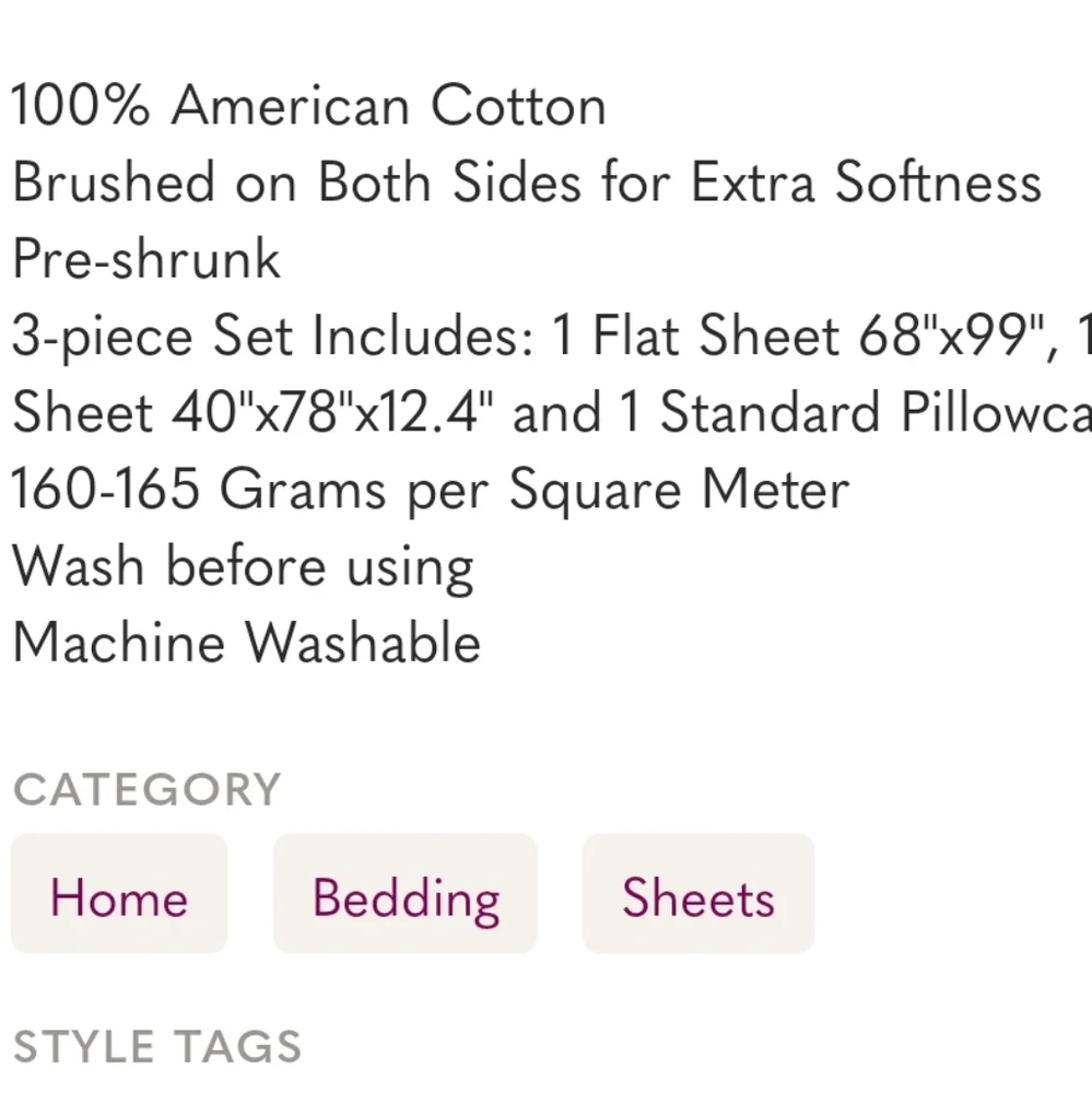 Portuguese Flannel 3-piece Sheet Set, Twin, NWT, gray plaid
